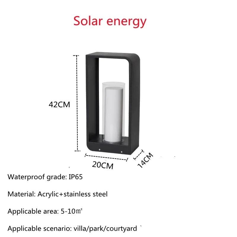 Waterproof Stainless Steel LED Garden Light, Solar or Powered - Cool White / Solar energy 42CM
