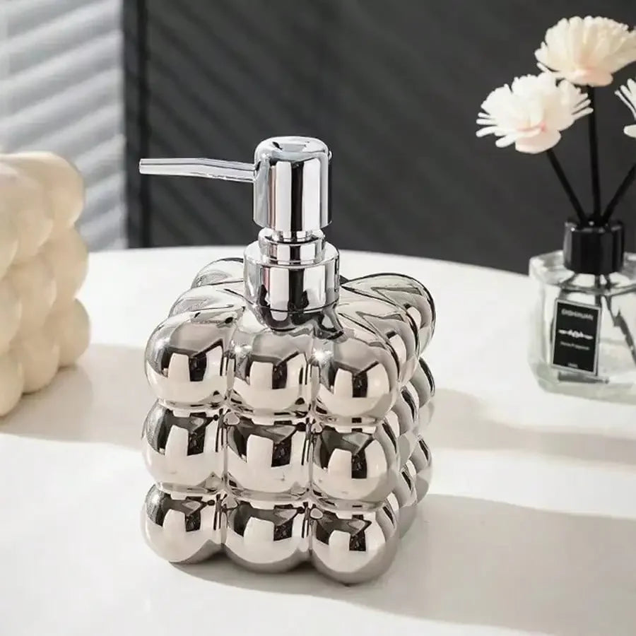 Ceramic Liquid Soap Dispenser, 300 ml, Cream or Silver - Silver / 300 ml