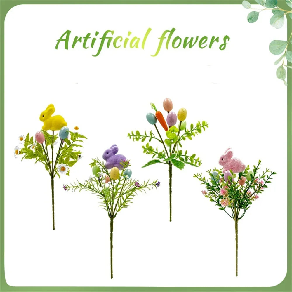 Artificial floral decoration of Easter with rabbits and eggs - view 7