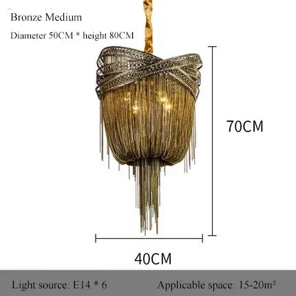 Aluminum pendant light industrial style with decorative acorns - 40CM / Bronze Color