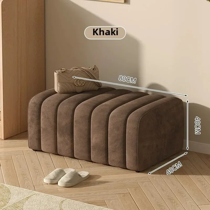 Modern design shoe bench with soft and comfortable footrest - Khaki Length 80CM