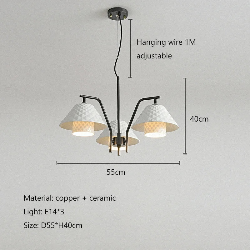 LED chandelier for modern and elegant interior decoration - 3 Lights / Golden Lamp Body / Neutral Light