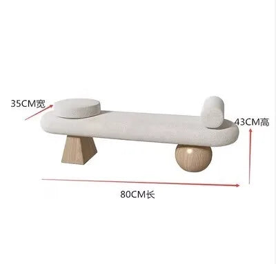Nordic solid wood stool for shoes and rest - D 80cm