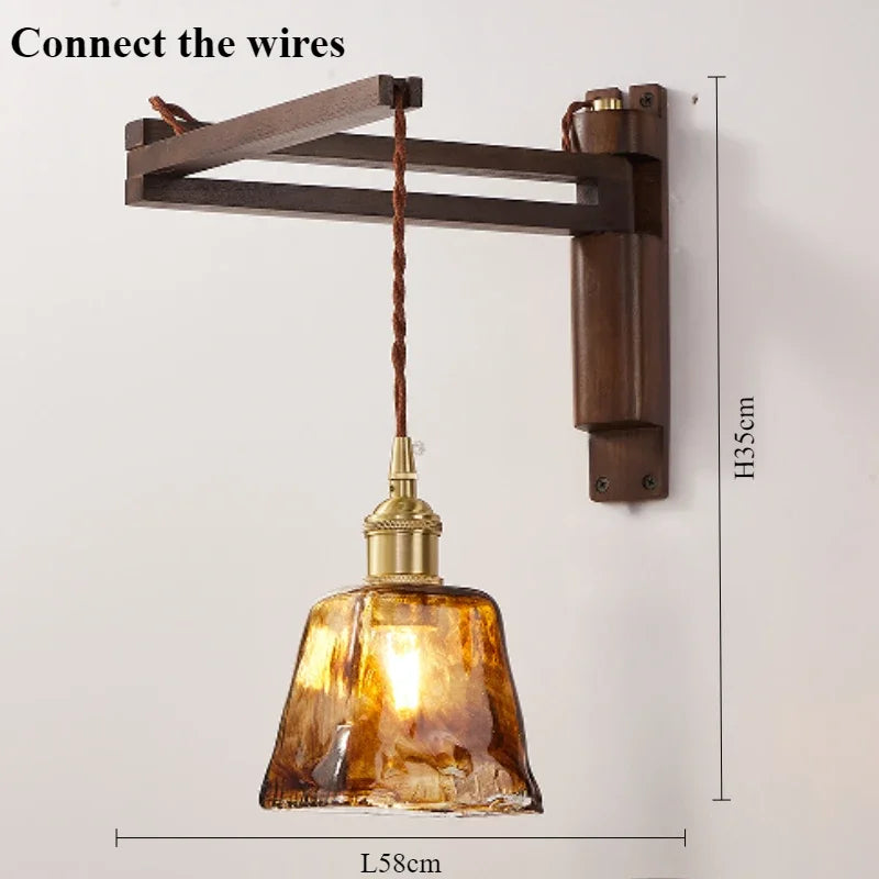 Modern walnut wood lamp with decorative led light - Connexion G / Neutral Light 4500K