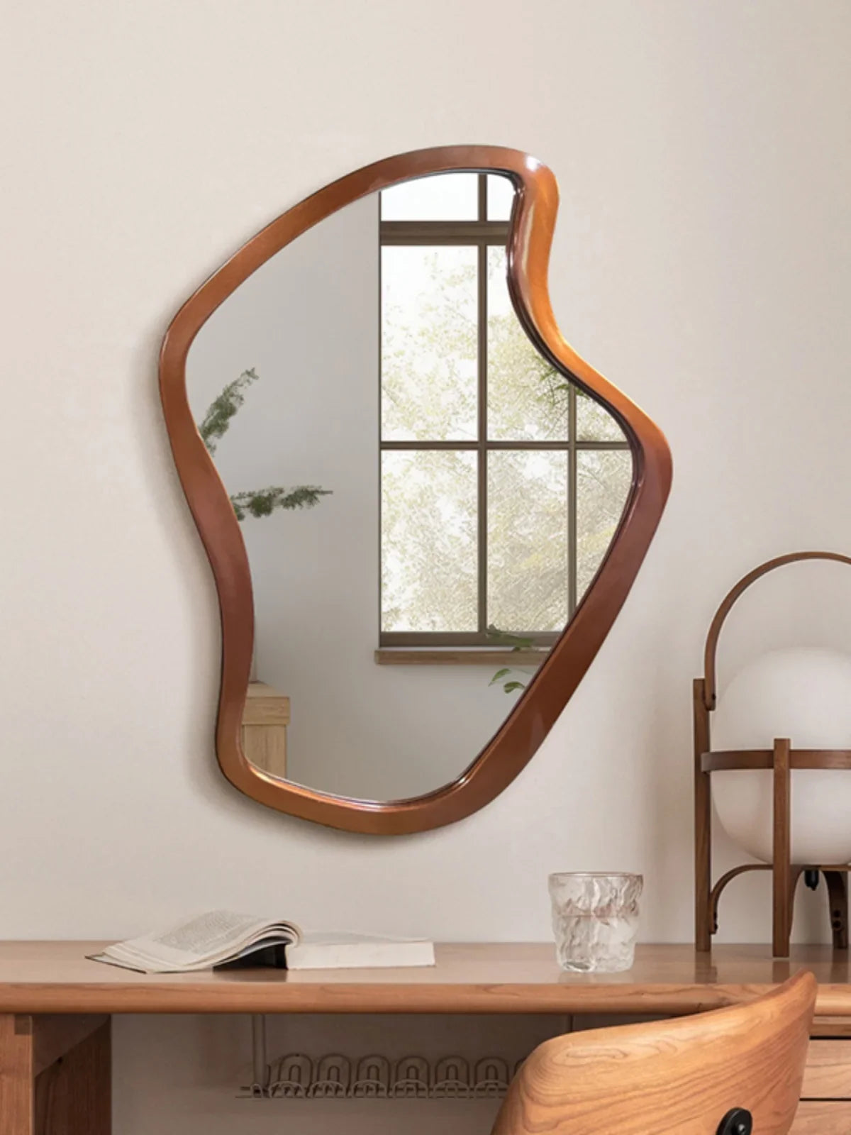 Minimalist nordic wall mirror creative with led lighting - view 5