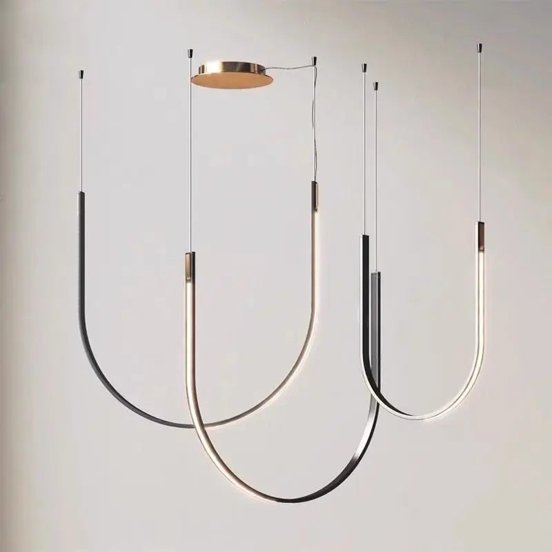 Modern u-shaped design chandelier for industrial and creative spaces - view 2