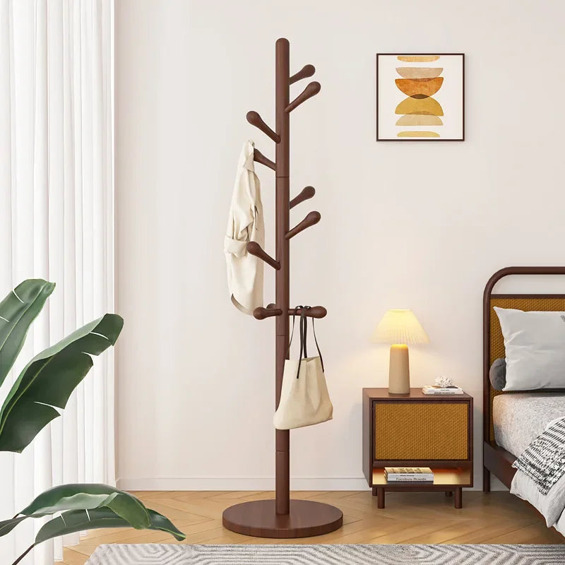 Solid Wood Clothes Hanger, Floor Standing Rack, Household Clothes Rack, Vertical Clothes Pole, Bedroom Rack Coat Rack Stand - view 5