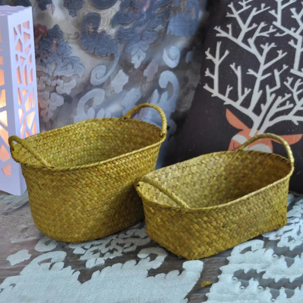 Storage baskets of rattan and braided straw for plants and other objects - view 6