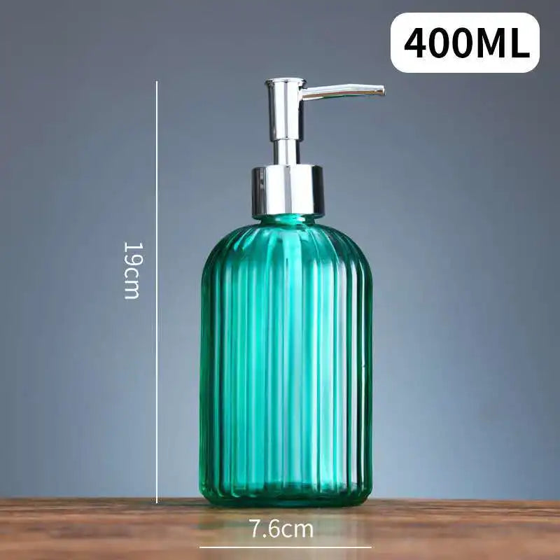 Portable glass liquid soap dispenser for bathroom - Vertical Green