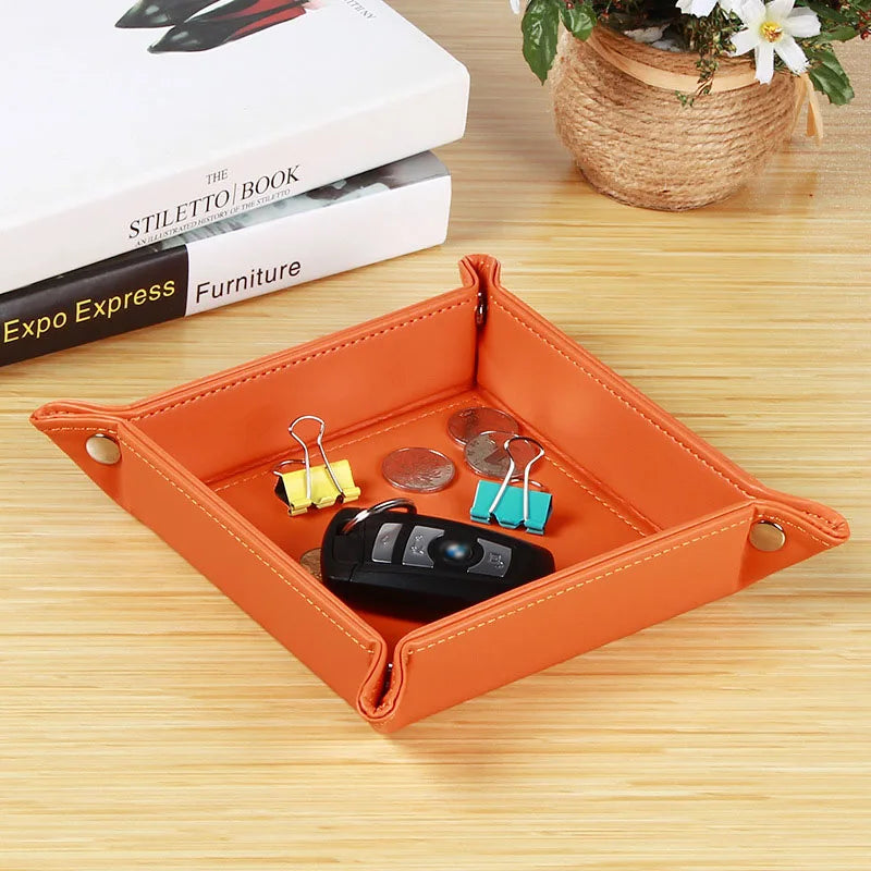 Leather storage tray with 5 practical compartments - Pink