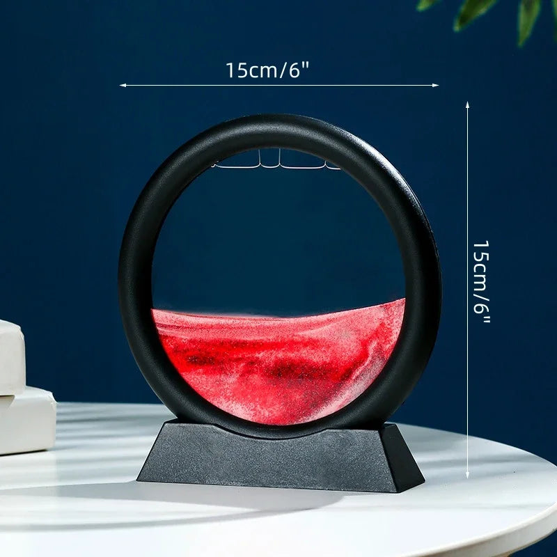 Glass hourglass 3d sand landscape in motion artistic decoration - A-Red (5 inches)