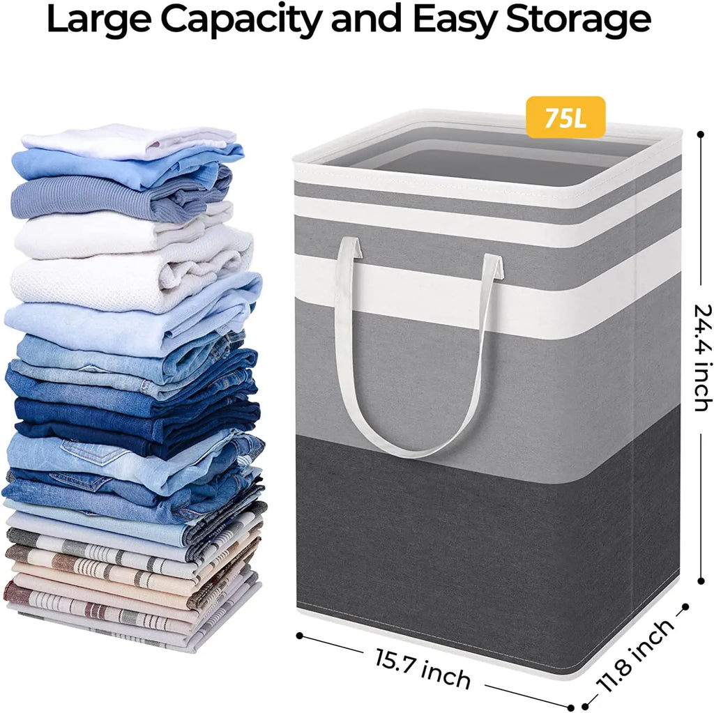 Large Laundry Basket 100L Waterproof,Collapsible Tall Clothes Hamper with Extended Handles for Clothes Toys in the Dorm,Family - view 4