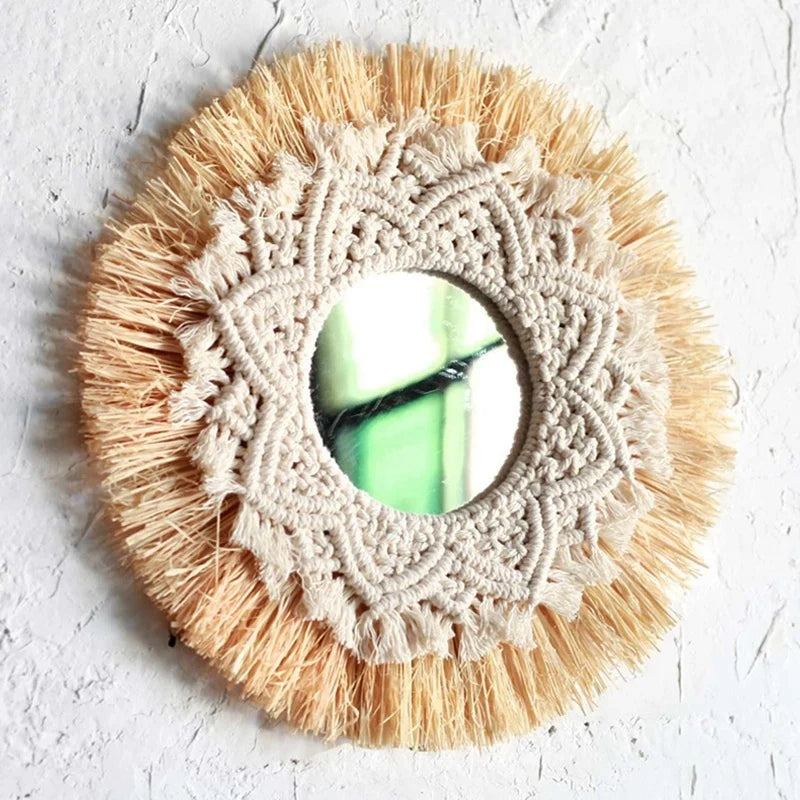 Hand woven mirror decoration boho Nordic decorator - view 5