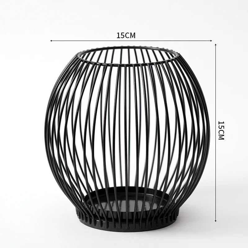 European Metal Lantern Candlestick,Arts and crafts ornaments,Gold Black Candle Holder,Home Decoration - Black S