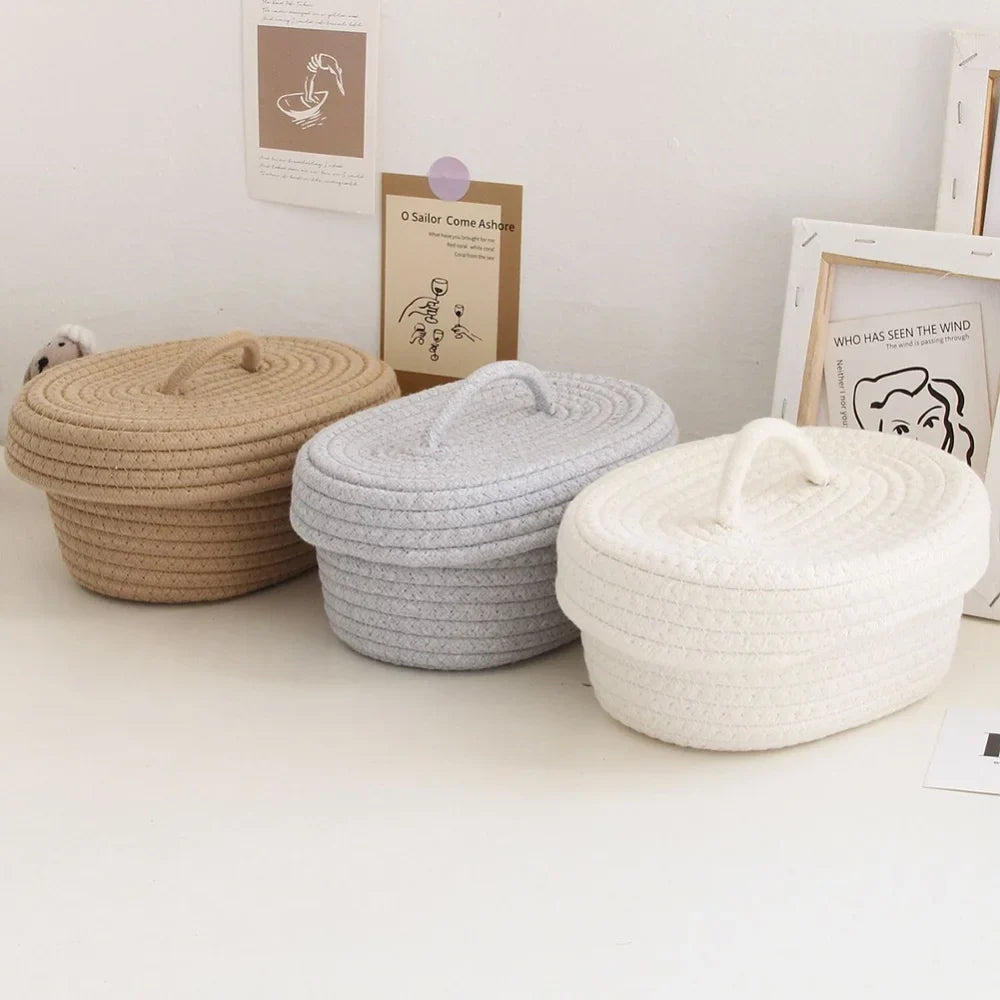 Oval cotton rope baskets for storage and organization - view 4