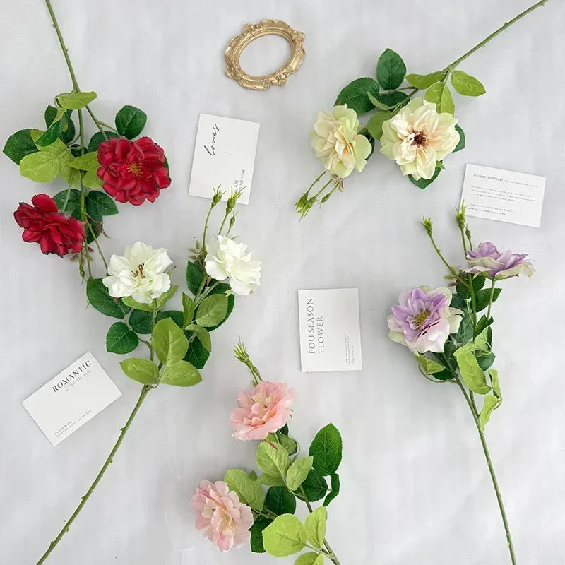 Artificial flowers two pink heads elegant interior decoration - view 5