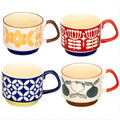 Set of 4 Stackable Japanese Retro Ceramic Cups, Large Capacity