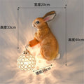 Rabbit wall sconce in creative pastoral resin for home decoration - C