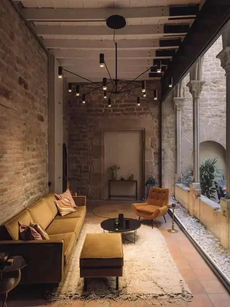 Modern minimalist indoor home lighting hanging design, living room, dining room, attic, black candlestick, room decoration - view 2
