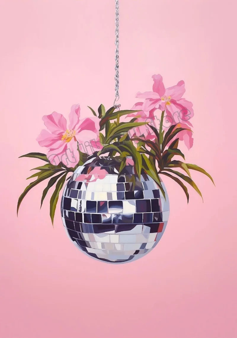 Creative poster of abstract retro disco ball for wall decoration - 20X30cm Unframed / 3