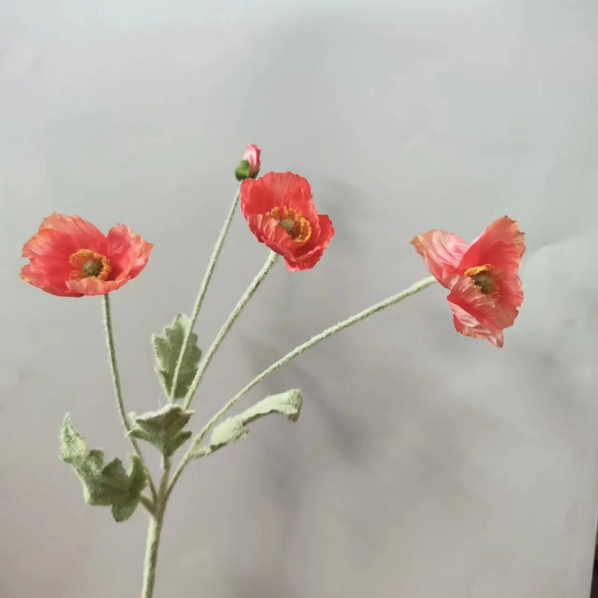 Bouquet of artificial flowers poppy for home decoration garden party - Dark Coral