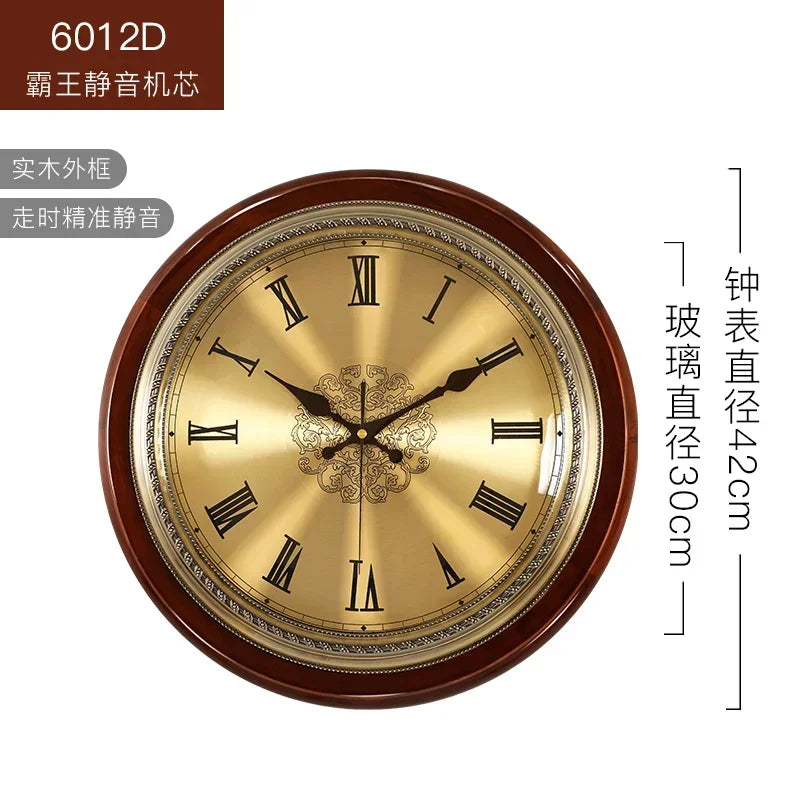 Wooden wall clock and metal retro Nordic style silent - 42CM5