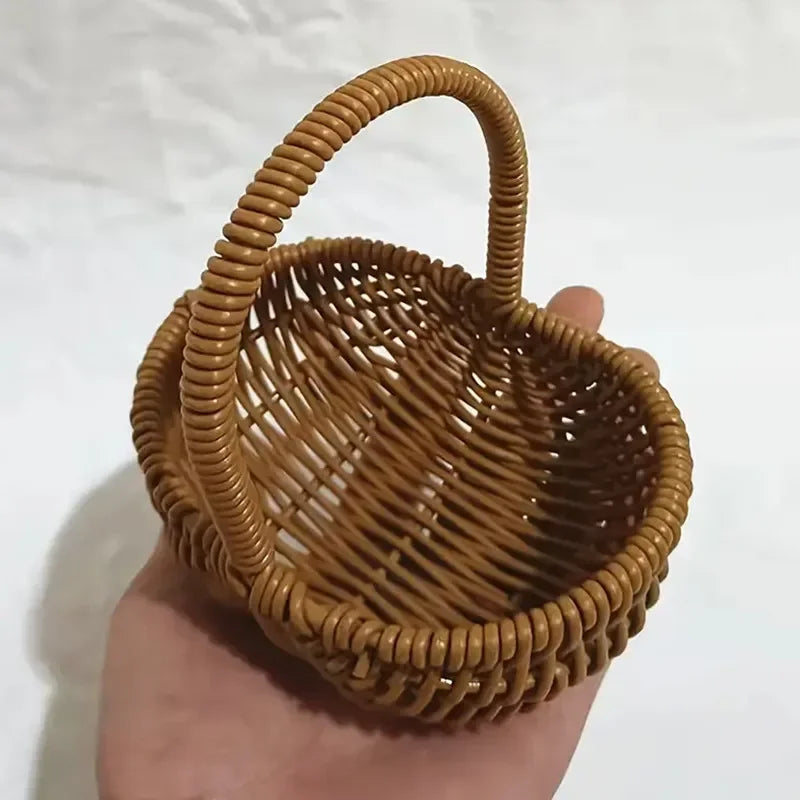 1pc Handwoven Flower Basket, Floral Decoration Dried Artificial Flower Gift Handwoven Basket, Handmade Fruit Basket - view 4