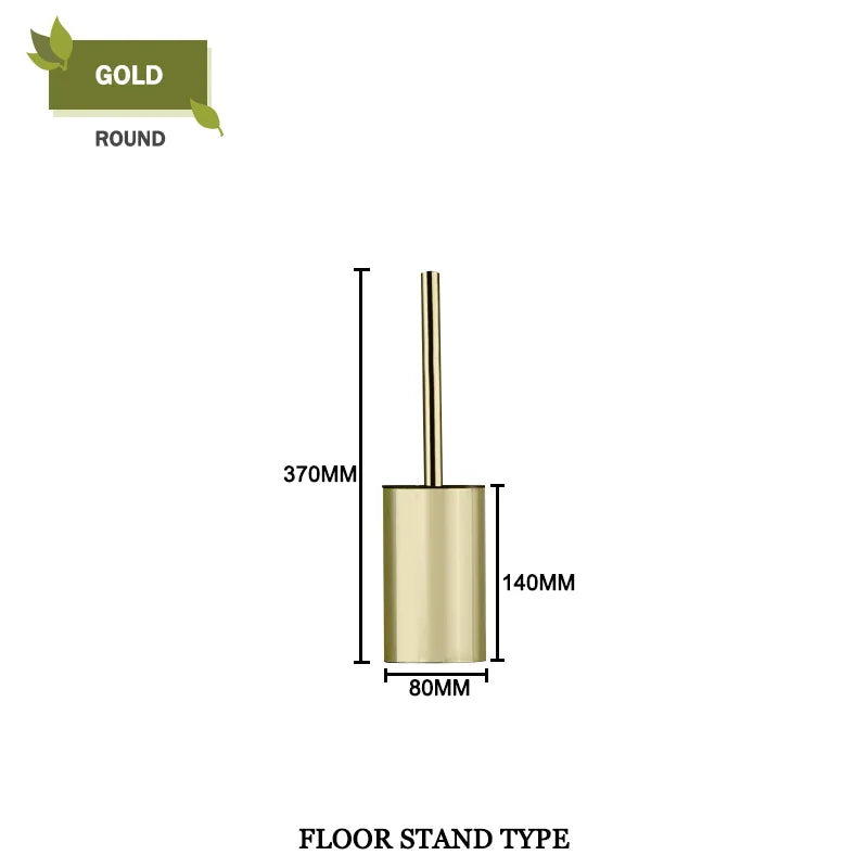 Durable and elegant bathroom brush holder set for bathroom - Short Gold Floor R