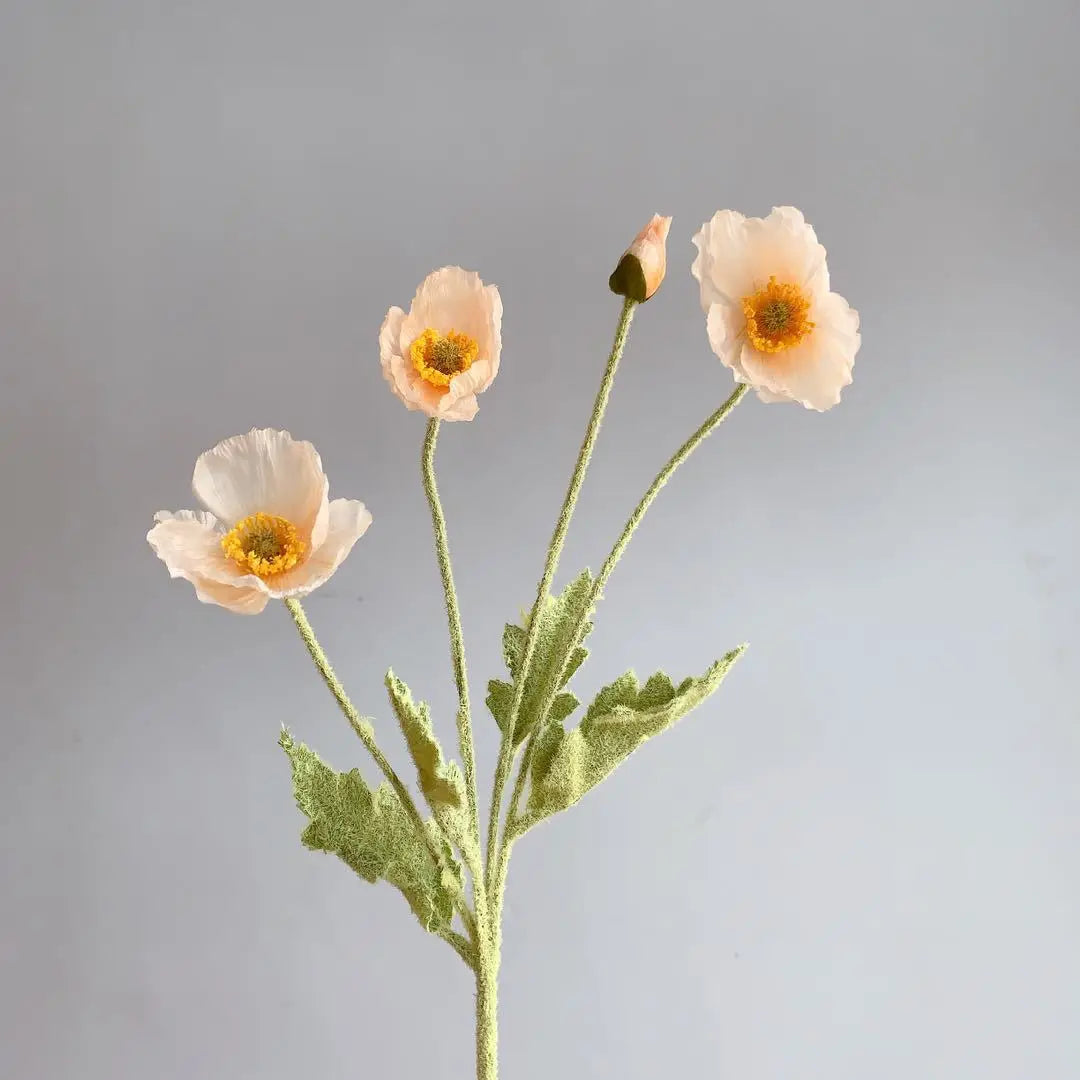 Bouquet of artificial flowers poppy for home decoration garden party - Champagne