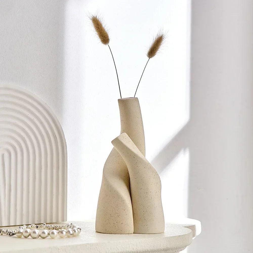 Modern hand-made frosted ceramic vase for dried flowers - view 3