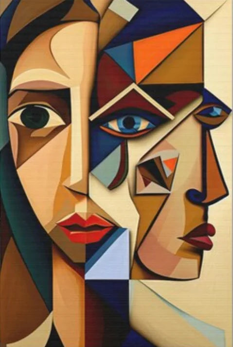 Abstract Cubist-Style Head Character Minimalist Wall Decoration