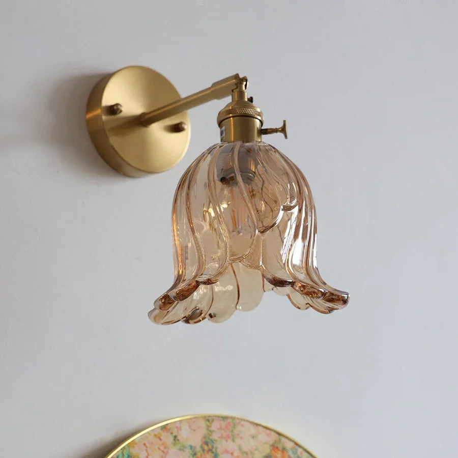 Modern wall sconce in glass and brass adjustable for elegant interior - view 5