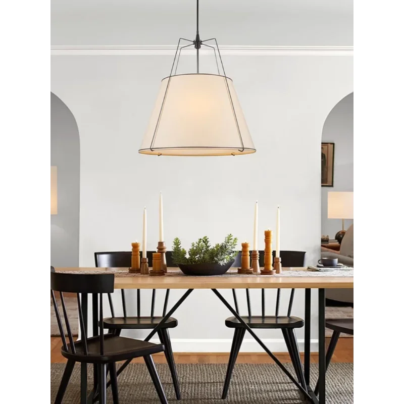 Cone drum pendant light, fabric lampshade, kitchen restaurant during light, indoor home decoration lighting - view 4