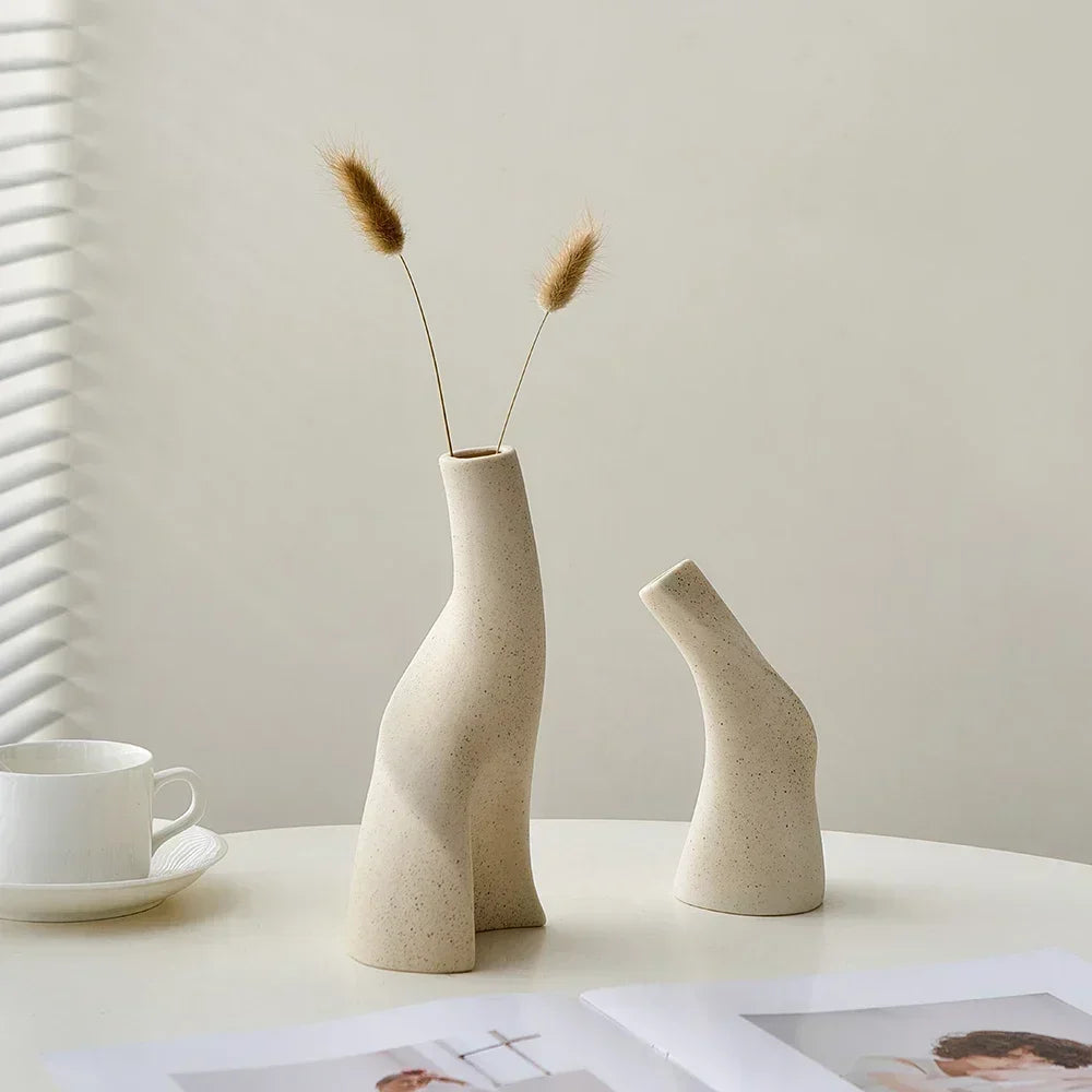 Modern hand-made frosted ceramic vase for dried flowers - view 5