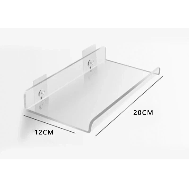 Acrylic Floating Wall Shelf Organizer for Living Room Decor - U 20X12cm / Drilling Install