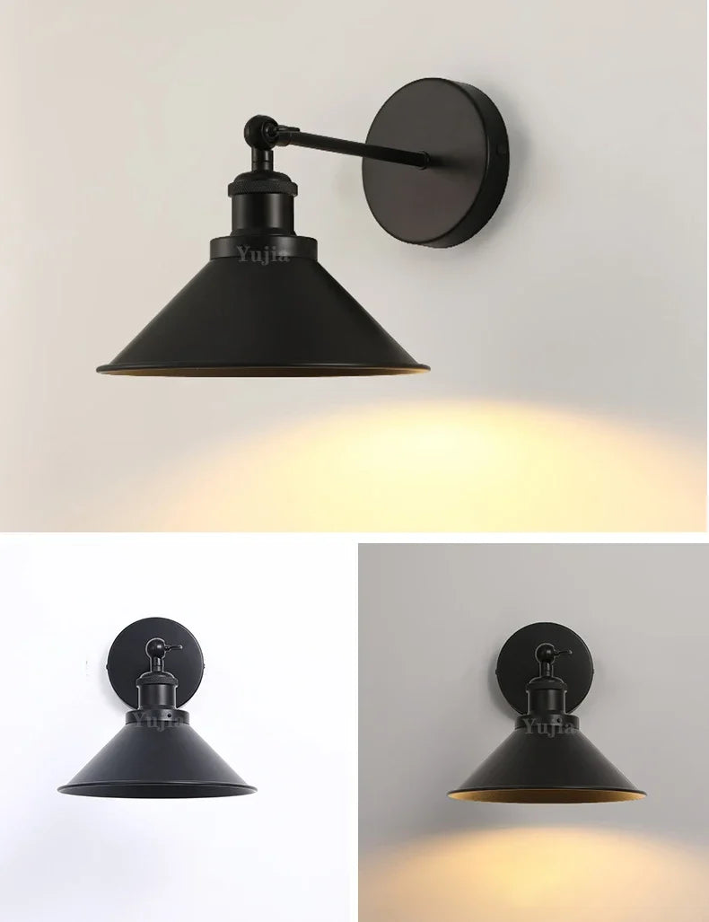 Height adjustable retro wall sconce with decorative lampshade - view 3