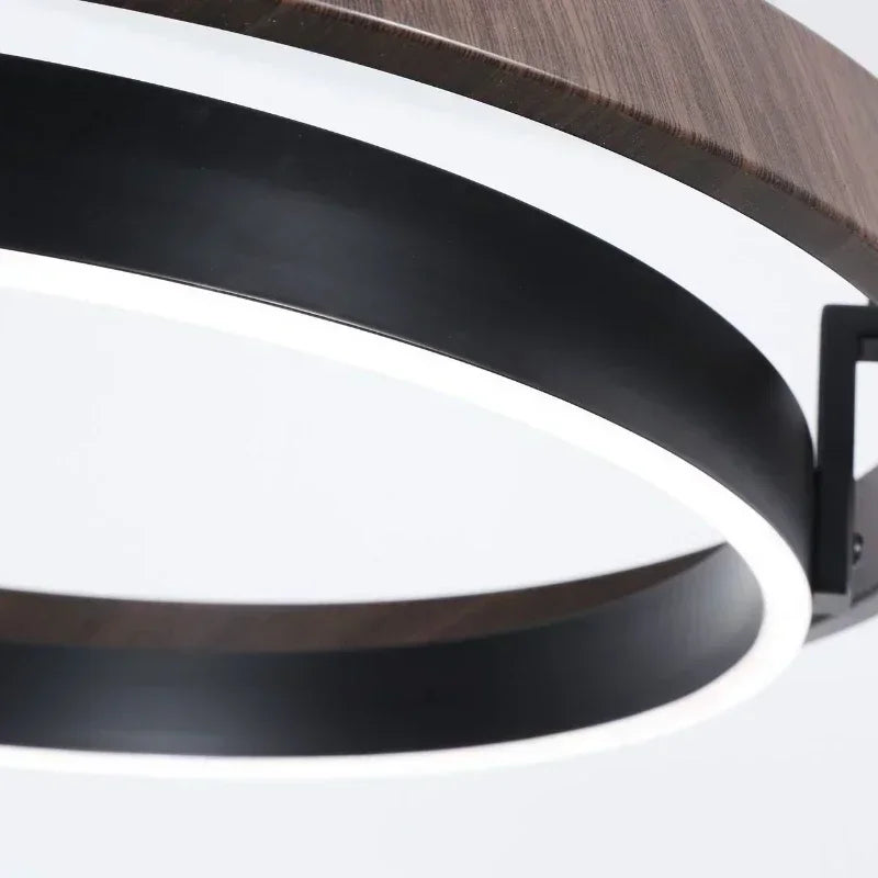 Modern wooden chandelier with decorative led lighting - view 5