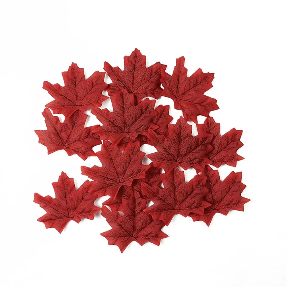 Set of 50 maple leaf decorations for parties and events - Red Wine