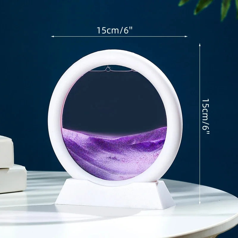 Glass hourglass 3d sand landscape in motion artistic decoration - B-Purple (5 inches)