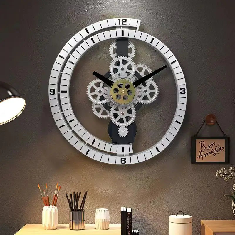Industrial Gear Rotating Wall Clock, Silent Clock, Modern Design,Home Living Room,European Office Art Wall Decoration Horologe - view 2