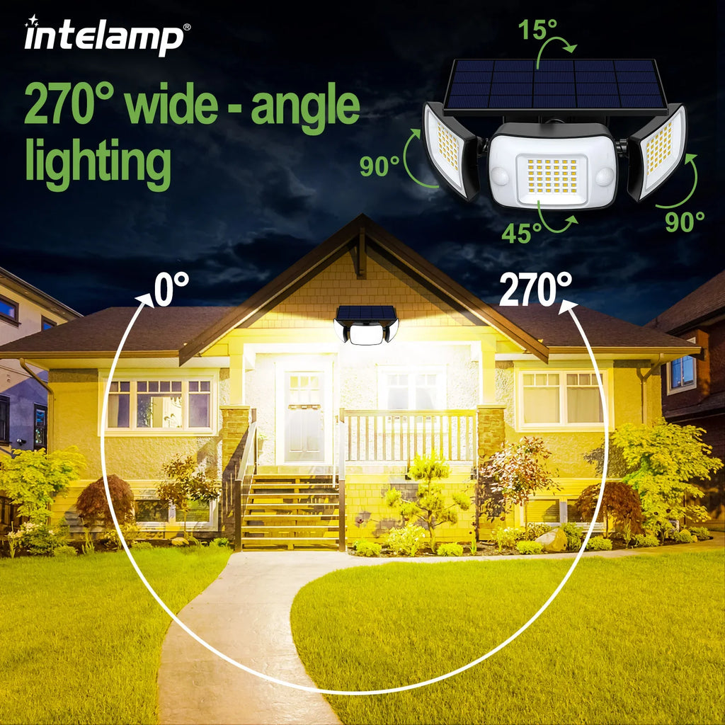 Outdoor solar lamps with motion detector and wide lighting - view 5