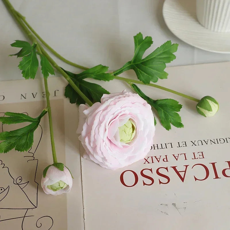 Artificial silk flowers decorative lotus branch realistic - Pink