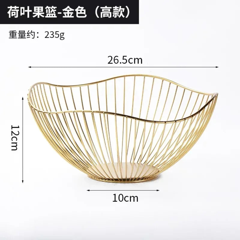 Modern iron fruit basket for storage and presentation - A Gold
