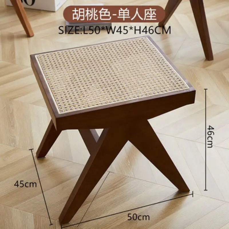 True Nordic style rattan stool for changing shoes - B