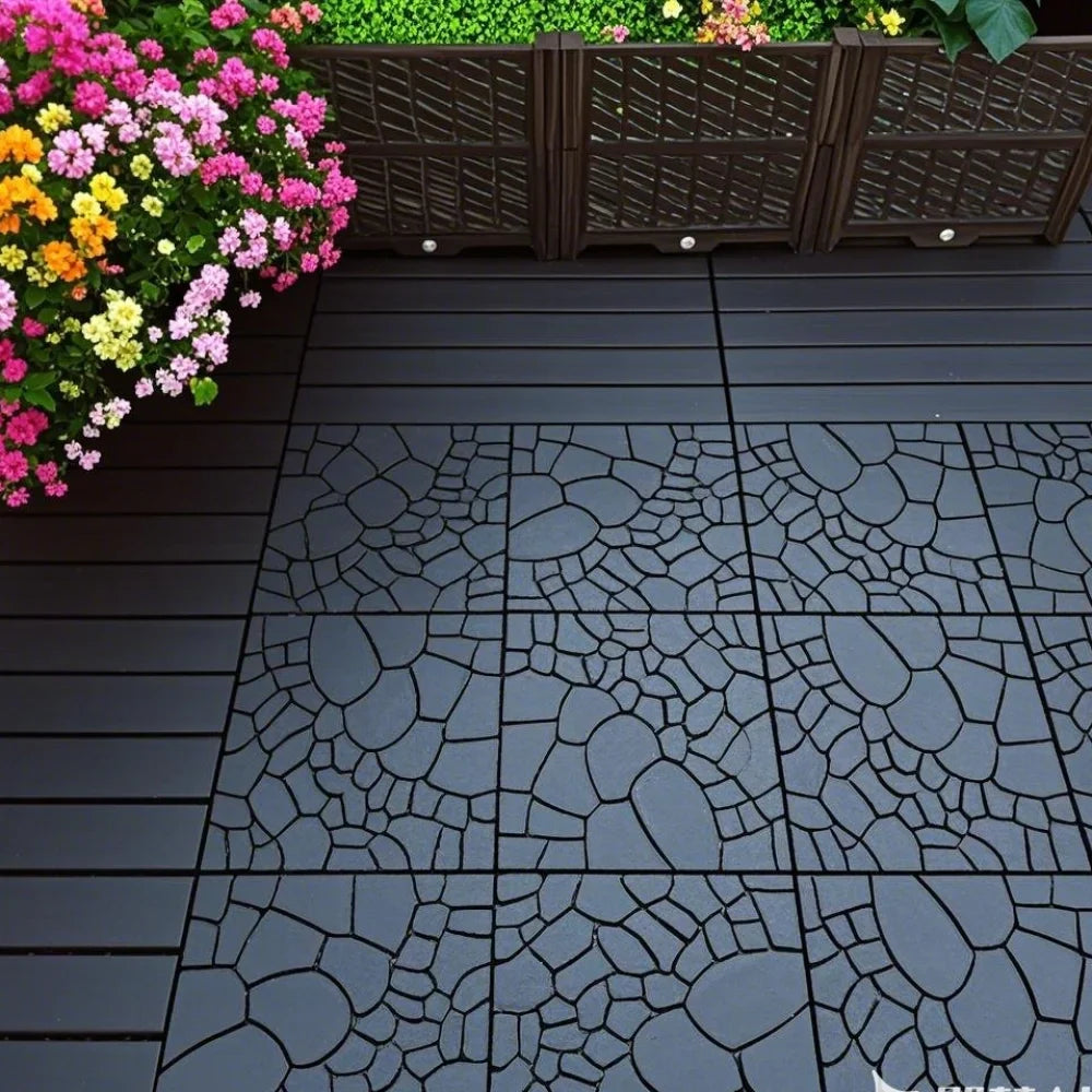 44-Pack 30 cm Stone-Look Interlocking Deck Tiles - view 2