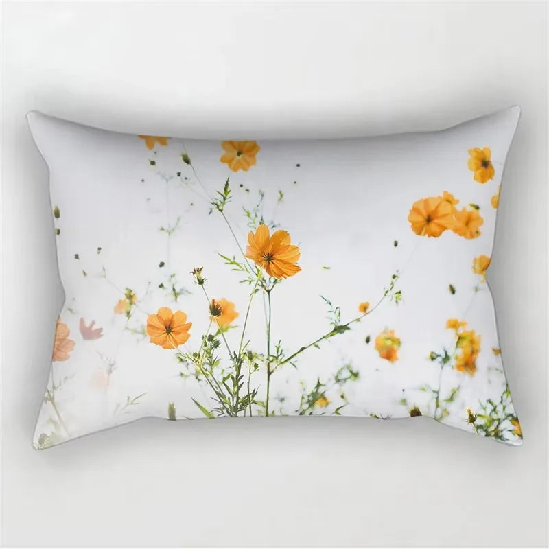 Cheerful Rainbow Floral Throw Pillow Cover