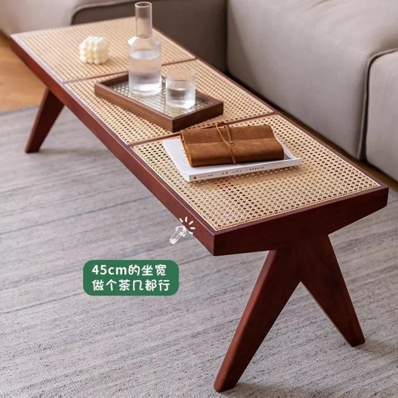 Woven old Japanese style rattan bench for small space - view 3