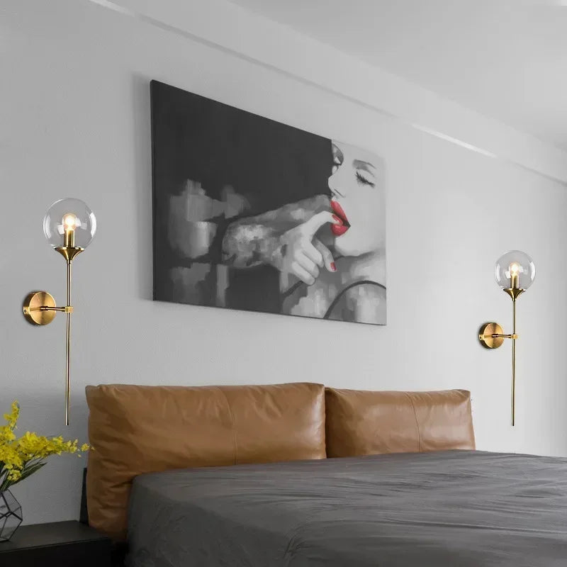 Modern wall sconce in glass and chrome gold for interior decoration - view 3