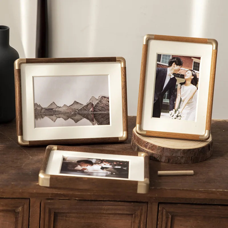 Wooden photo frame with copper corner for elegant decoration - view 3