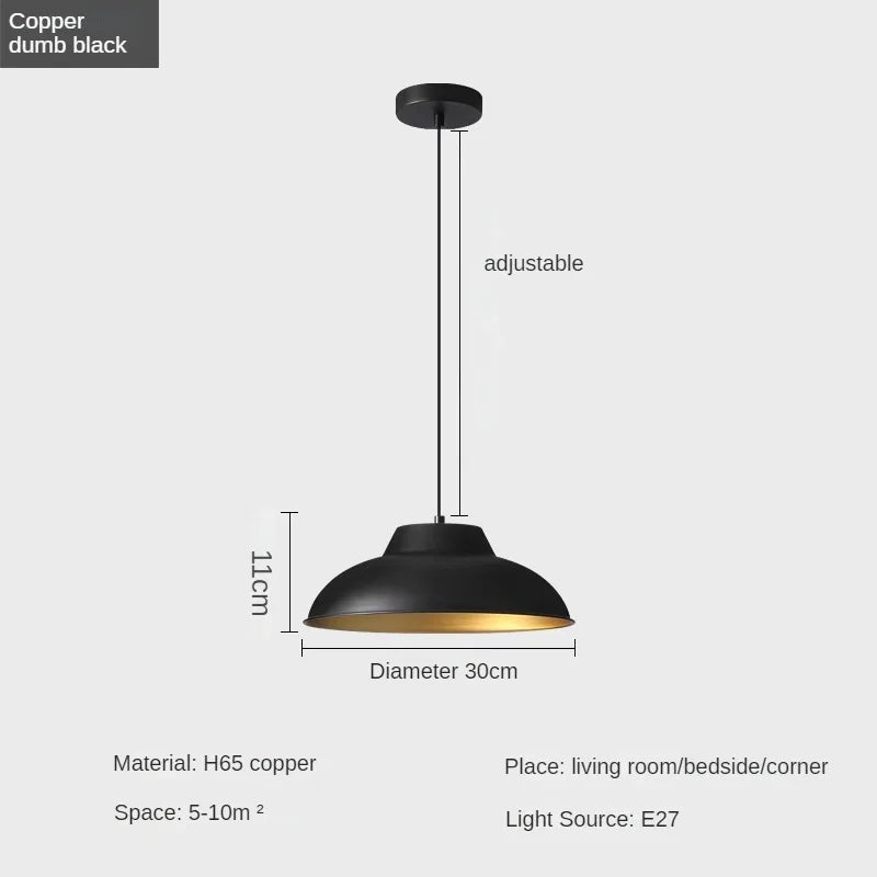 Modern and Minimalist Master Bedroom Bedside Pendant Light, Personalized and Luxurious All Copper Walnut Bar Hanging Line Light - black-B-D 30cm / Warm White